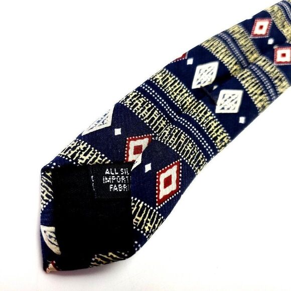 Kenneth Cole New York Blue Silk‎ Tie Woven Wide Horizontal Striped - Picture 5 of 6